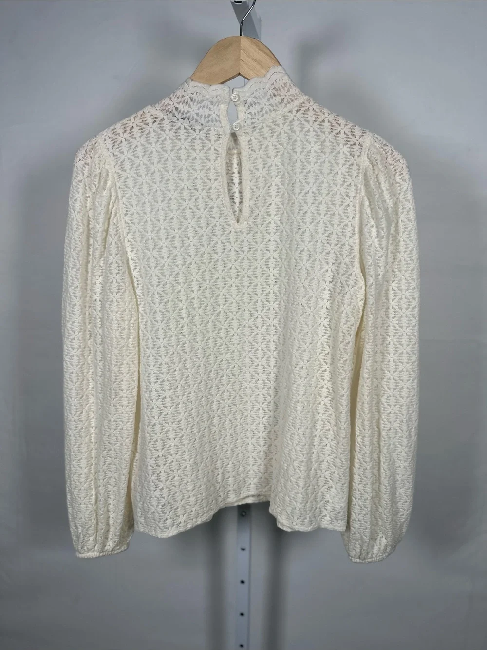 LOFT Ivory Lace Mock-Neck Blouse
